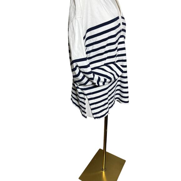 J.Crew Cotton Tunic Top Small Navy White Long Sleeve Striped‎ Nautical Breton - Picture 11 of 11